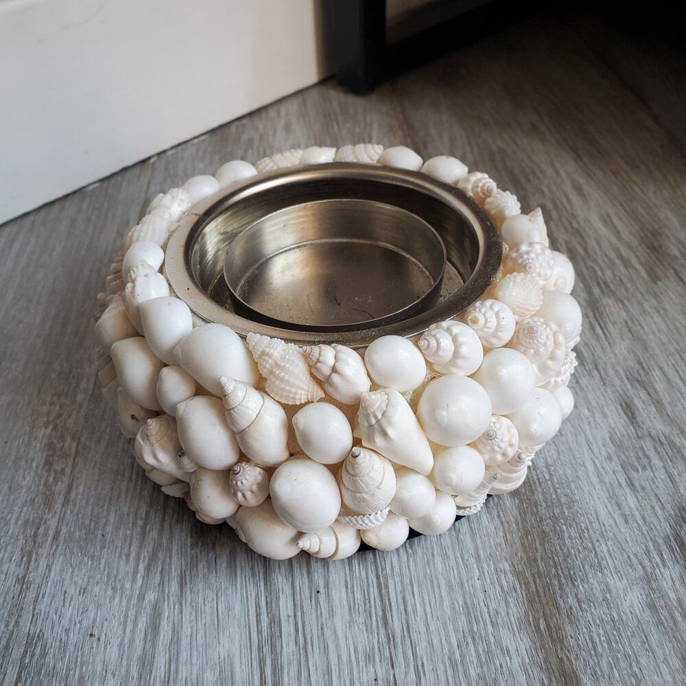 White Seashell Candle Holder